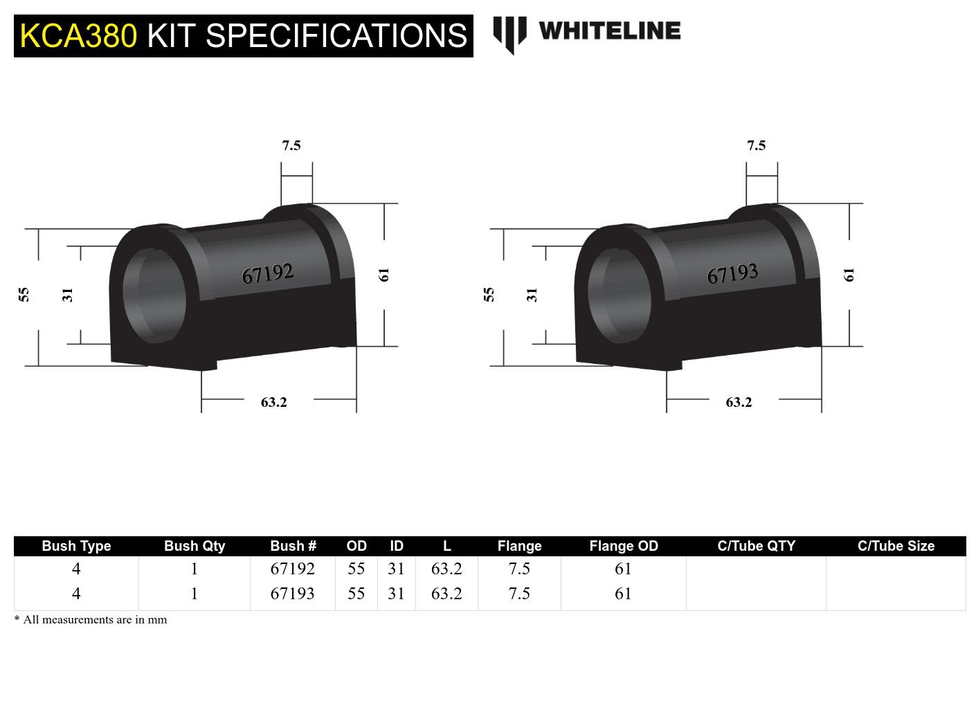 Whiteline Front Control Arm Lower Inner Rear Bushing – Enhanced Cornering & Stability