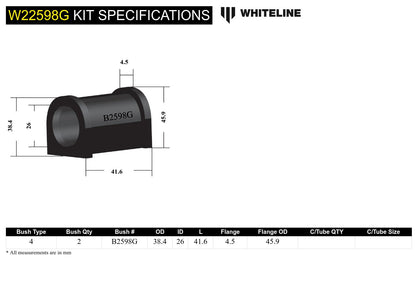 Whiteline Sway Bar Mount Bushing Kit