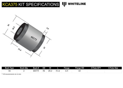 Whiteline Front Control Arm Lower Inner Rear Bushing – Cornering Grip & Stability Boost