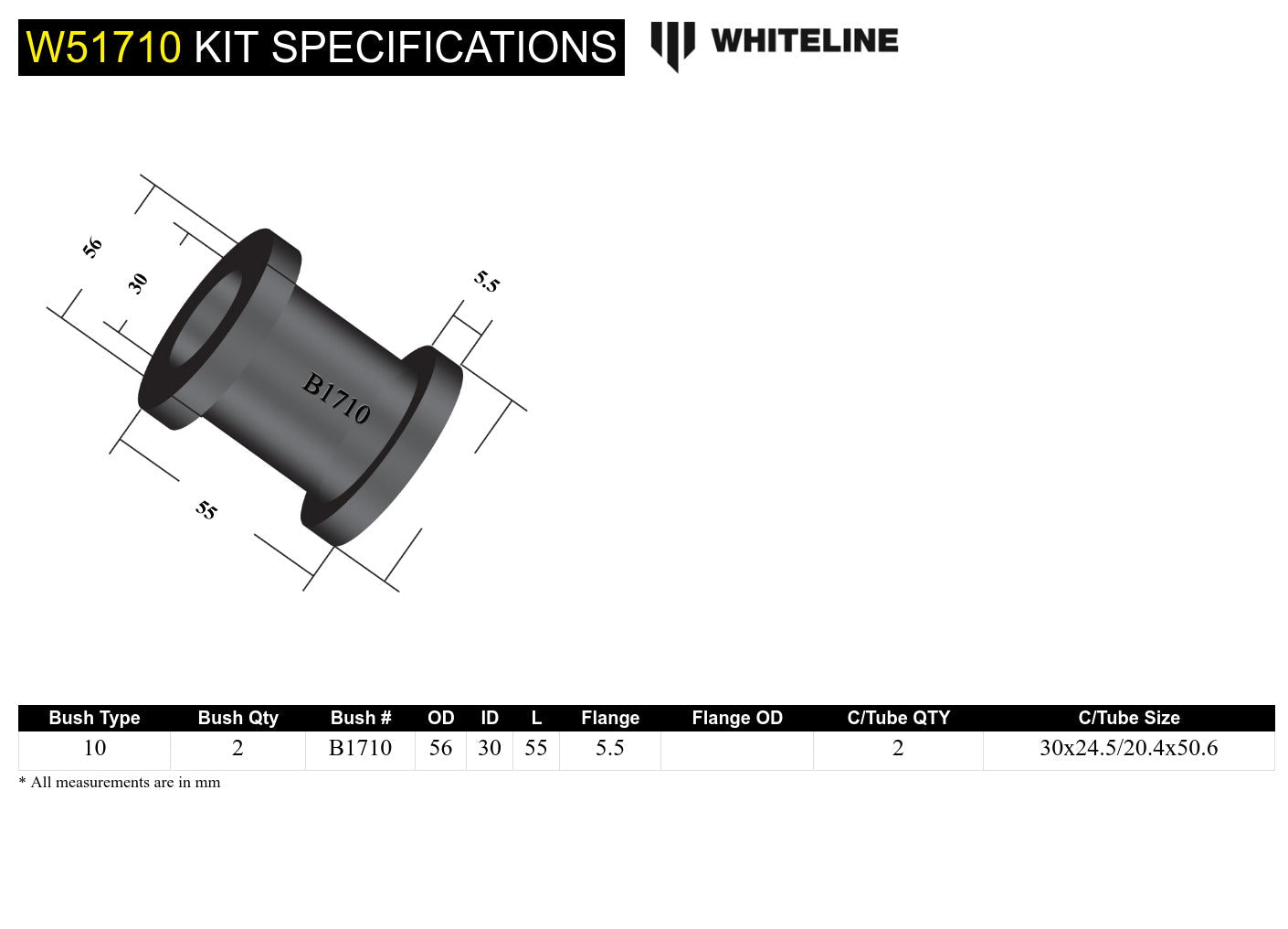 Whiteline Front Control Arm Lower Inner Rear Bushing