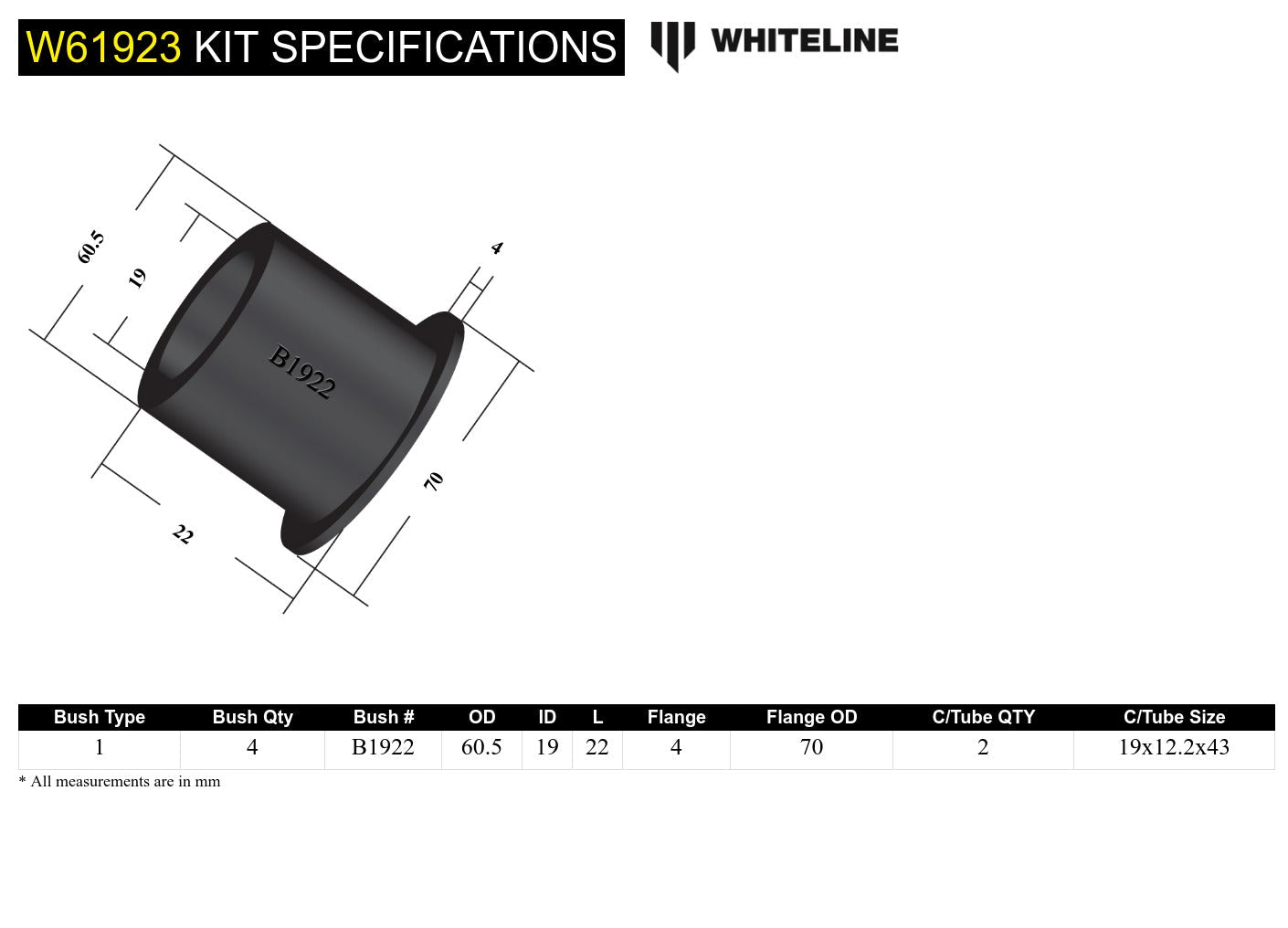 Whiteline Rear Trailing Arm Lower Front Bushing