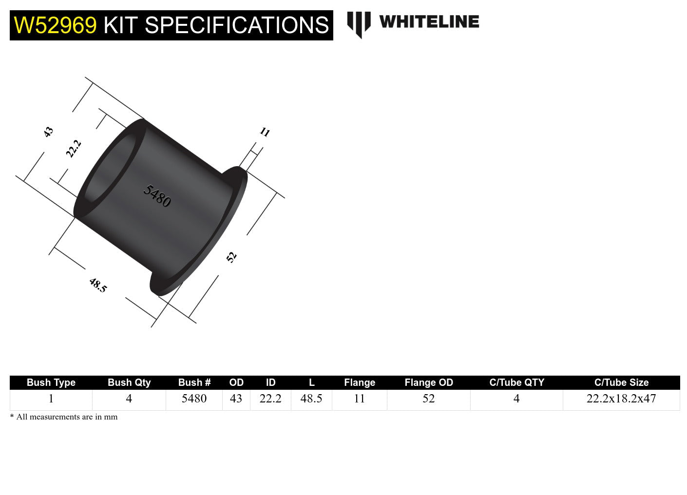 Whiteline Front Control Arm Upper Bushing