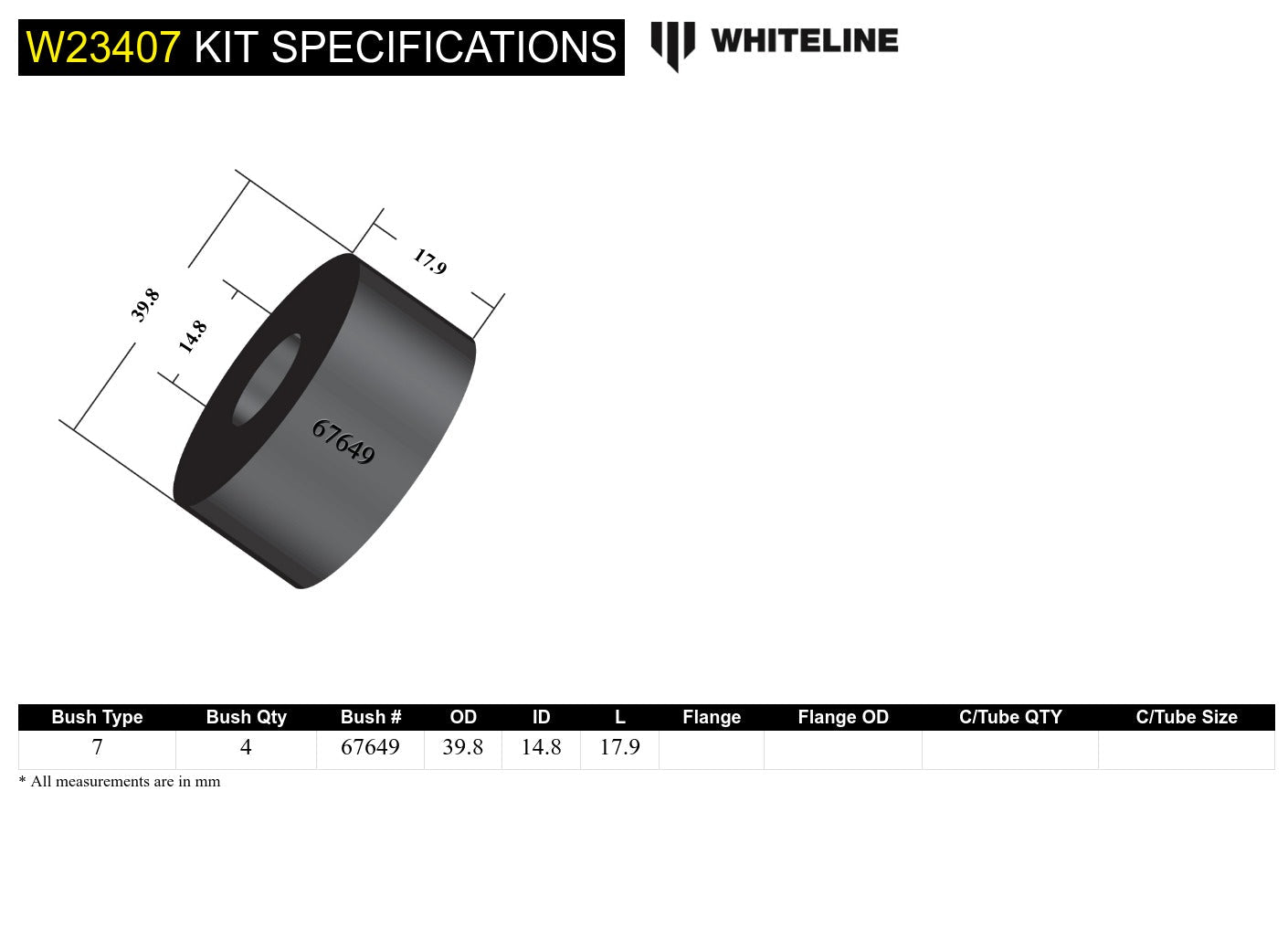 Whiteline Front Sway Bar Link Upper Bushing