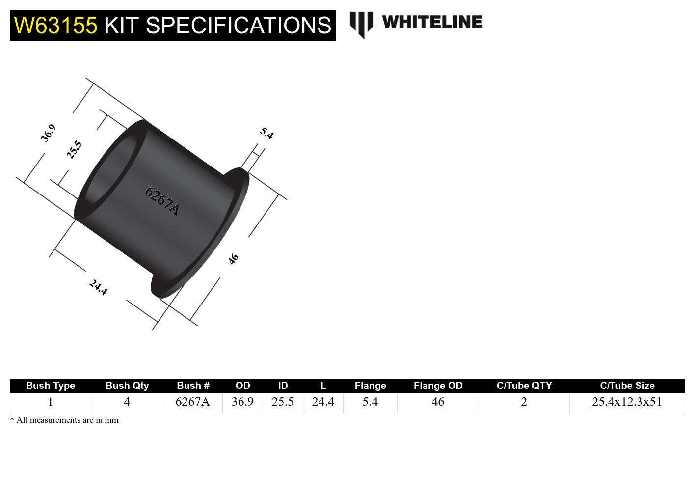 Whiteline Rear Control Arm Lower Front Outer Bushing – Improved Stability & Predictable Handling