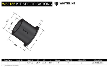 Whiteline Rear Control Arm Lower Front Outer Bushing – Improved Stability & Predictable Handling