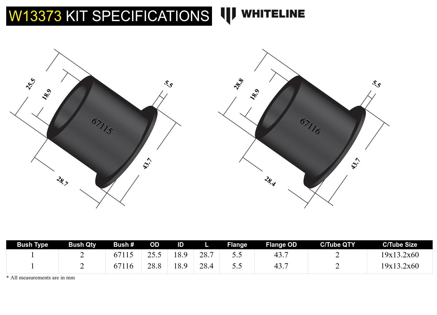 Whiteline Front Steering Rack and Pinion Mount Bushing