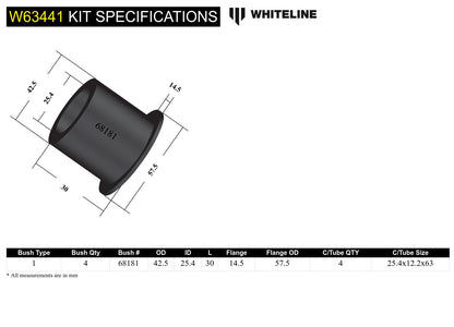 Whiteline Rear Control Arm Lower Inner Front Bushing