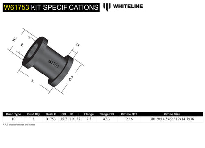 Whiteline Rear Control Arm Inner & Outer Bushing – Improved Stability & Tire Wear