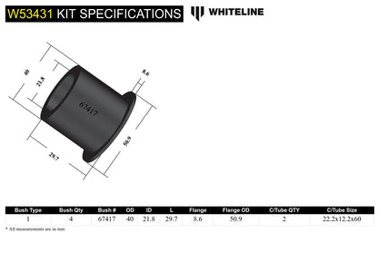 Whiteline Front Control Arm Lower Inner Front Bushing – Enhanced Steering & Stability