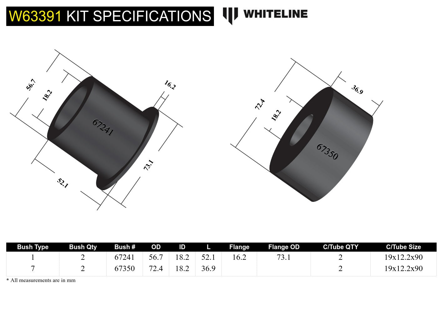 Whiteline Rear Beam Axle Front Bushing