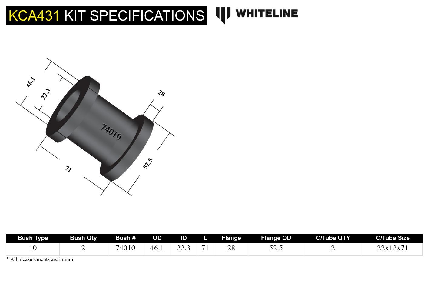 Whiteline Front Control Arm Lower Bushing