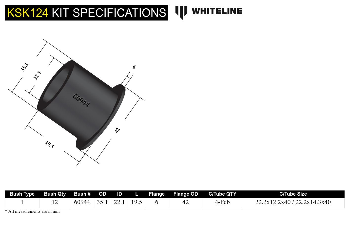 Whiteline Rear Control Arm Service Kit