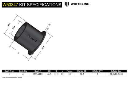 Whiteline Front Control Arm Lower Bushing – Fixed Camber Kit for Improved Grip & Traction