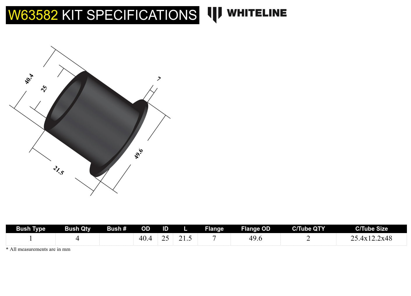 Whiteline Rear Trailing Arm Lower Rear Bushing