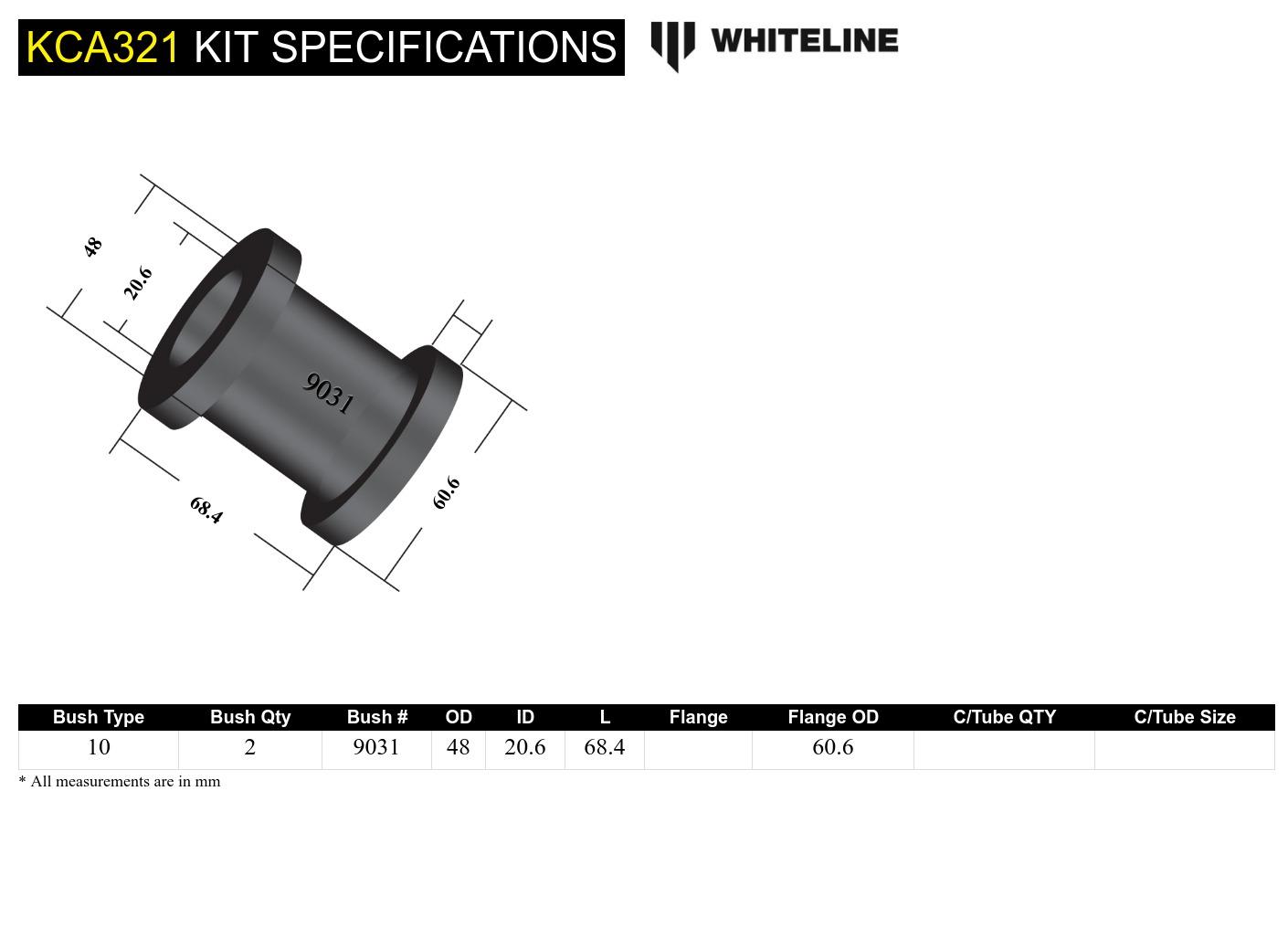 Whiteline Front Control Arm Lower Inner Rear Bushing – Cornering & Stability Enhancement