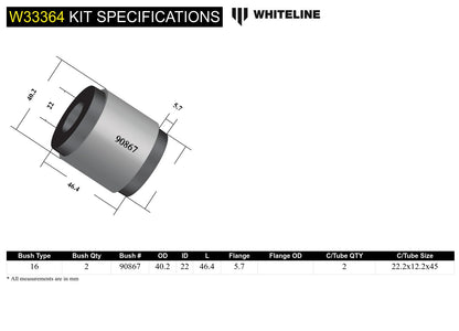 Whiteline Shock Absorber to Control Arm Bushing